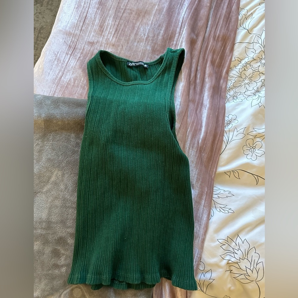 Zara green tank top xs